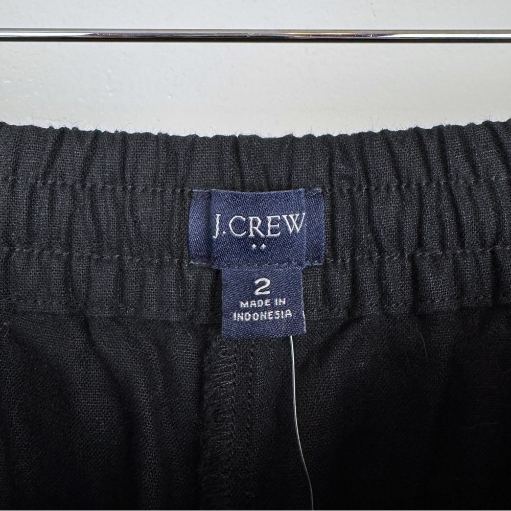 J. Crew Linen Blend Slim Wide Leg Drawstring Pants Black Size 2 NWT - Picture 8 of 9